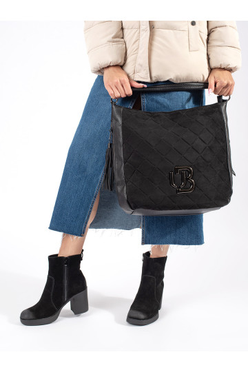 Černé kožené kotníkové dámské boty na sloupku Sergio Leone 2