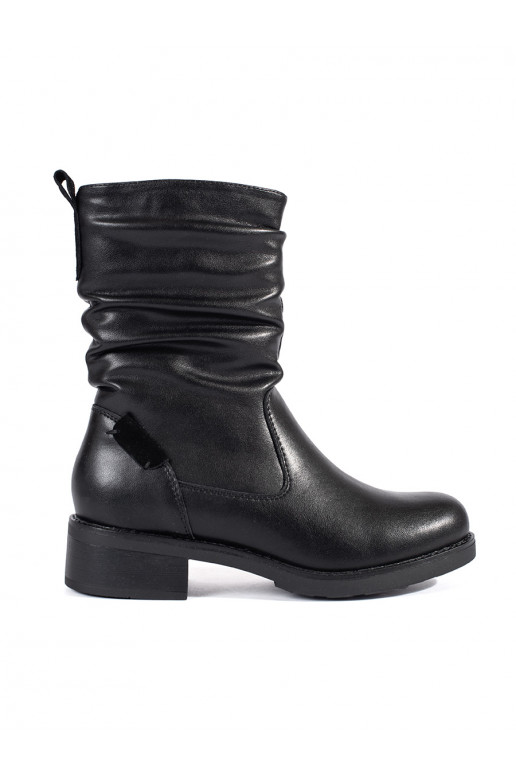Černé kožené dámské kotníkové boty na nízkém podpatku Sergio Leone