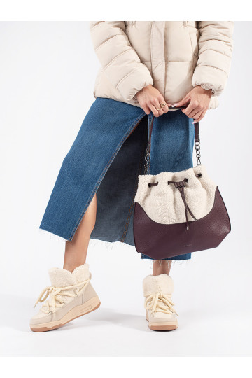 Béžové dámské sněhule na hrubé podrážce 2