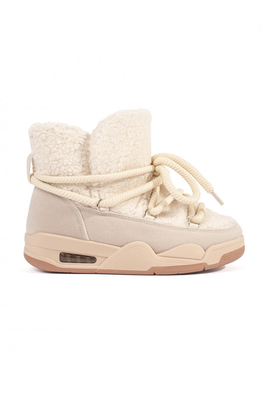 Béžové dámské sněhule na hrubé podrážce