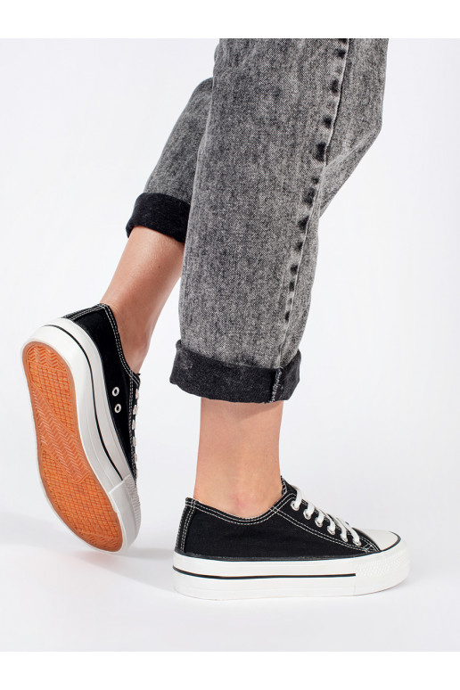 Černé klasické dámské tenisky na šněrování na platformě