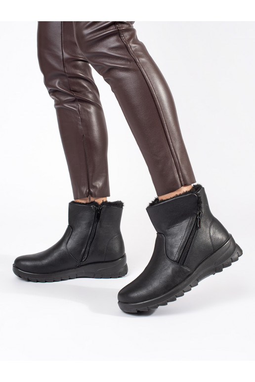 Černé pohodlné zateplené dámské kotníkové boty