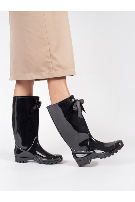 Černé lakované vysoké dámské holínky