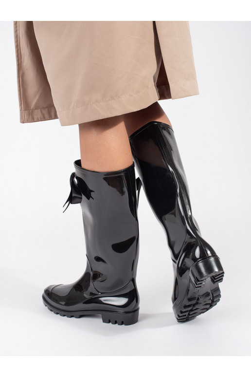 Černé lakované vysoké dámské holínky