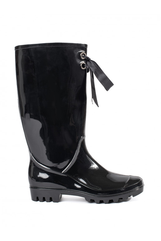 Černé lakované vysoké dámské holínky