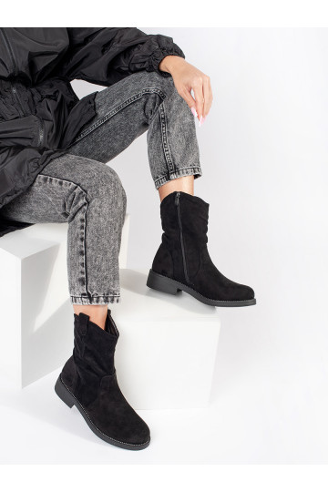 Černé semišové dámské kovbojky 2