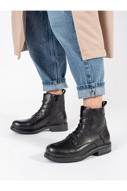 Černé šněrovací dámské kotníkové boty kožené Sergio Leone