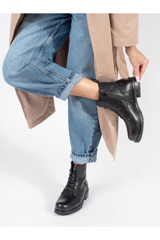 Černé šněrovací dámské kotníkové boty kožené Sergio Leone