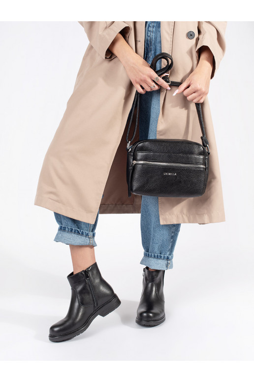 Černé kožené dámské štibletky na ploché podrážce Sergio Leone