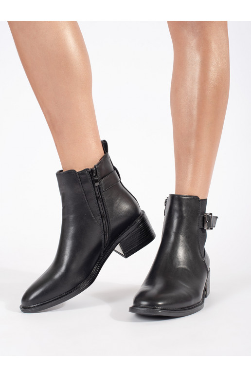 Hnědé dámské kotníkové štibletky se sponou na podpatku