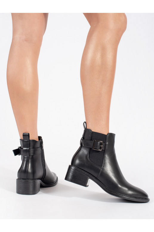 Hnědé dámské kotníkové štibletky se sponou na podpatku