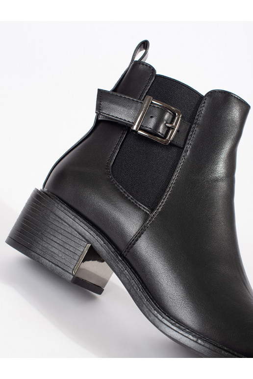 Hnědé dámské kotníkové štibletky se sponou na podpatku