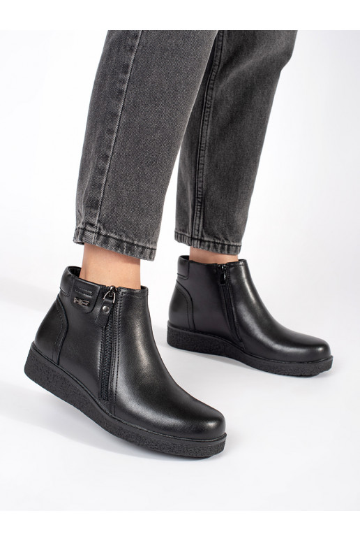Černé kožené pohodlné zateplené kotníkové boty Sergio Leone