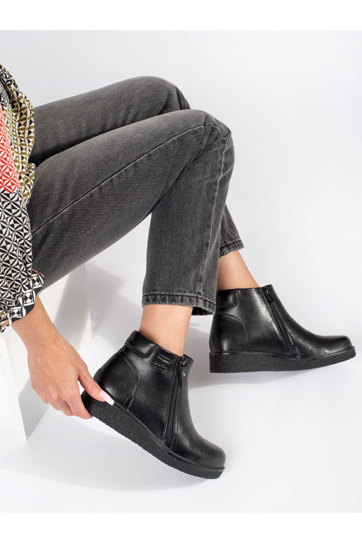 Černé kožené pohodlné zateplené kotníkové boty Sergio Leone