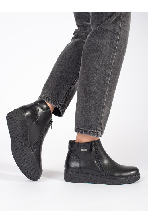 Černé kožené pohodlné zateplené kotníkové boty Sergio Leone