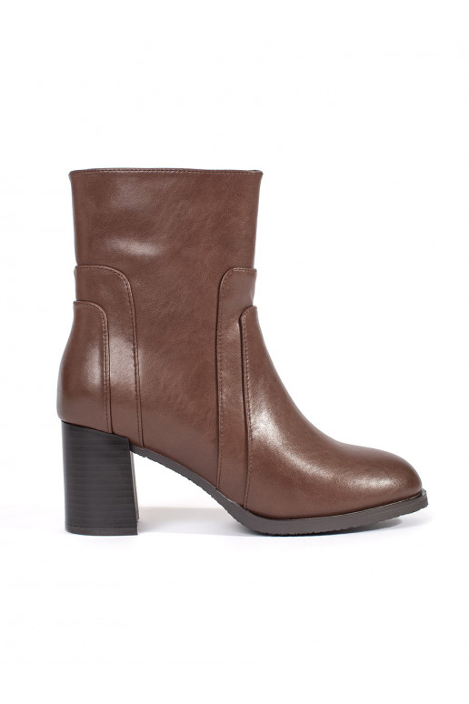 Hnědé kožené kotníkové dámské boty na sloupku Sergio Leone