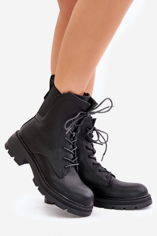 Zateplené boty worker na zip černé Leairae Zateplené boty worker na zip černé Leairae