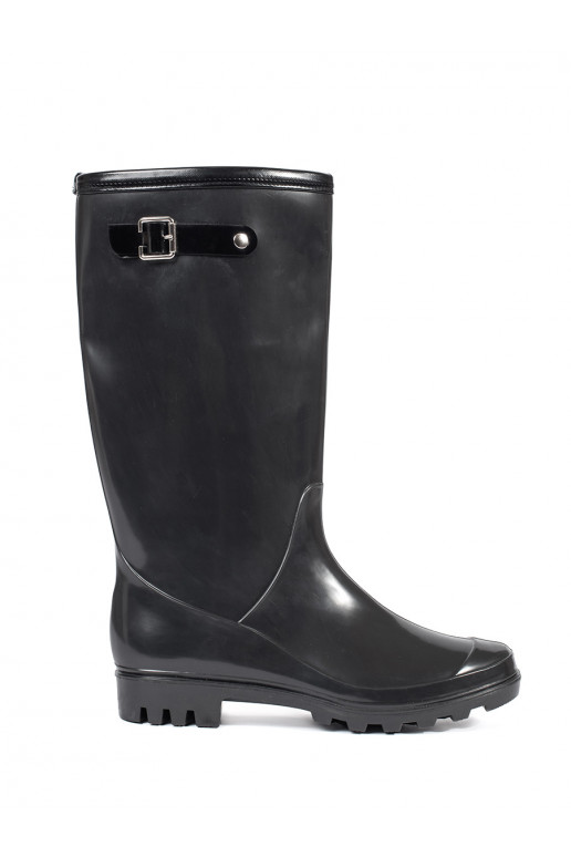 Černé vysoké lakované dámské holínky