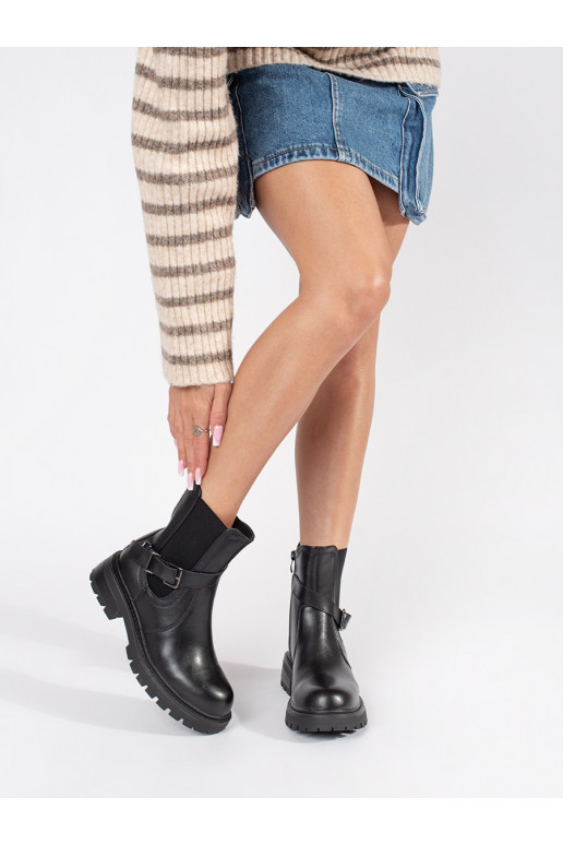 Černé kožené dámské štibletky na platformě Sergio Leone