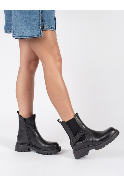 Černé kožené dámské štibletky na platformě Sergio Leone