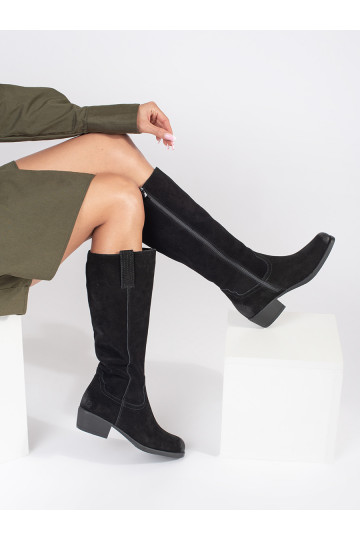 Černé kožené zateplené dámské kozačky Sergio Leone