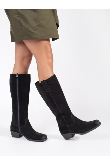 Černé kožené zateplené dámské kozačky Sergio Leone 2