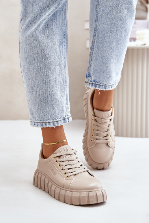 Zateplené dámské sneakersy Big Star MM274618 béžové Zateplené dámské sneakersy Big Star MM274618 béžové