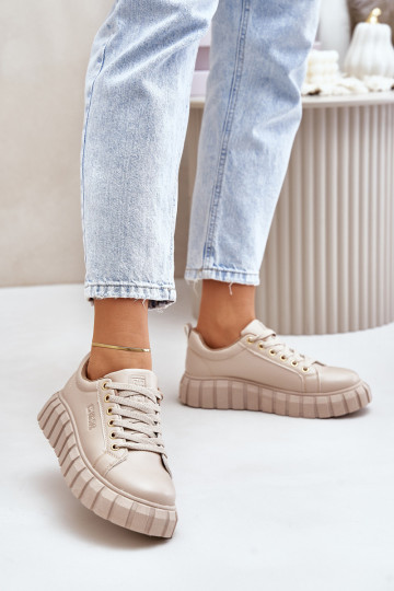 Zateplené dámské sneakersy Big Star MM274618 béžové 2