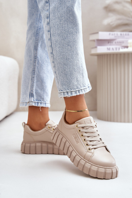 Zateplené dámské sneakersy Big Star MM274618 béžové Zateplené dámské sneakersy Big Star MM274618 béžové