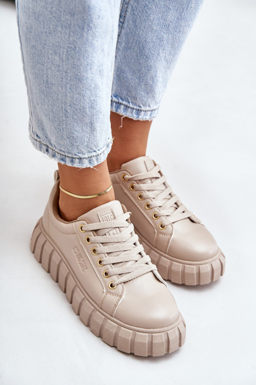 Zateplené dámské sneakersy Big Star MM274618 béžové Zateplené dámské sneakersy Big Star MM274618 béžové