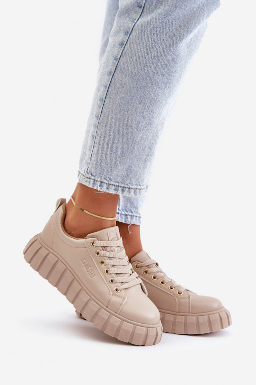 Zateplené dámské sneakersy Big Star MM274618 béžové Zateplené dámské sneakersy Big Star MM274618 béžové
