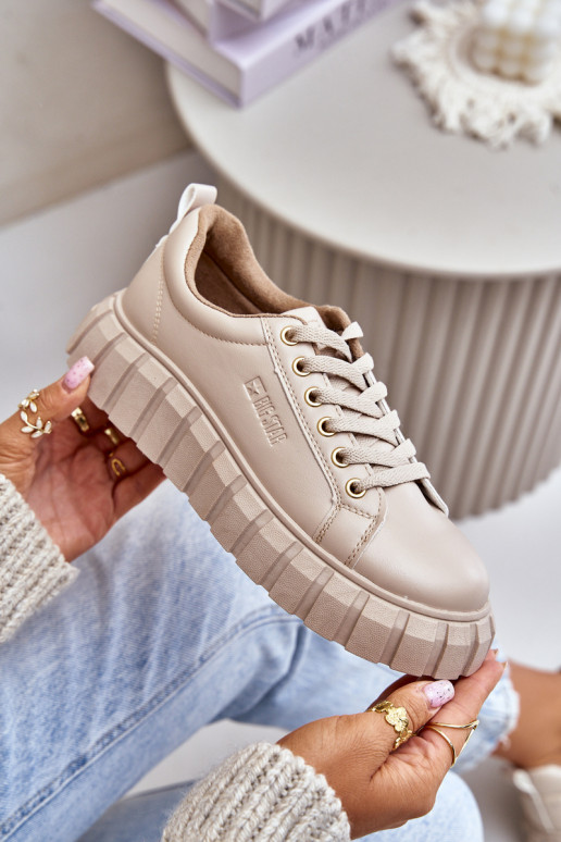 Zateplené dámské sneakersy Big Star MM274618 béžové Zateplené dámské sneakersy Big Star MM274618 béžové