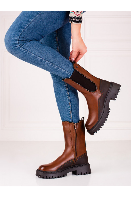 Vysoké štibletky z eko kůže