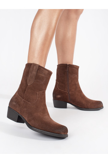 Kožené hnědé kotníkové kovbojky Sergio Leone