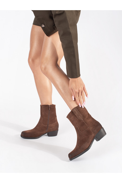 Kožené hnědé kotníkové kovbojky Sergio Leone