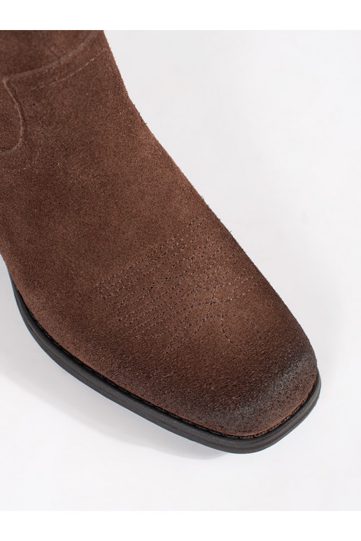 Kožené hnědé kotníkové kovbojky Sergio Leone