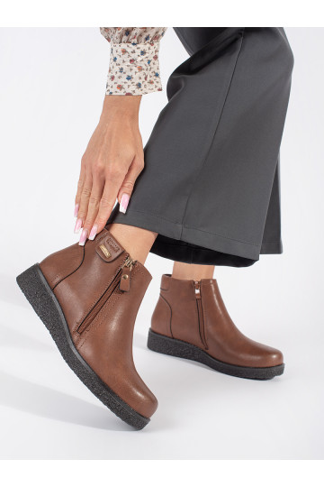 Hnědé kožené pohodlné kotníkové boty zateplené Sergio Leone