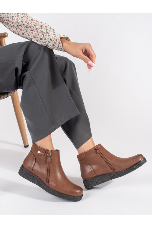 Hnědé kožené pohodlné kotníkové boty zateplené Sergio Leone