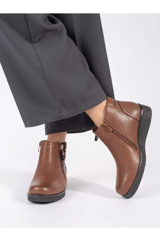 Hnědé kožené pohodlné kotníkové boty zateplené Sergio Leone