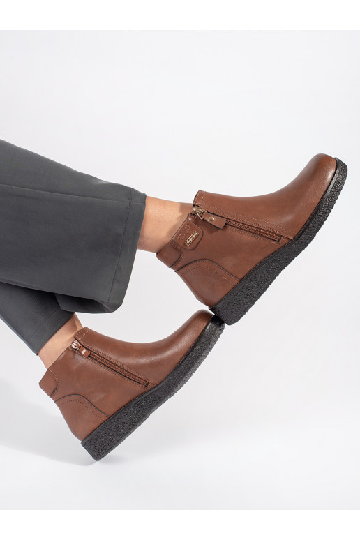 Hnědé kožené pohodlné kotníkové boty zateplené Sergio Leone