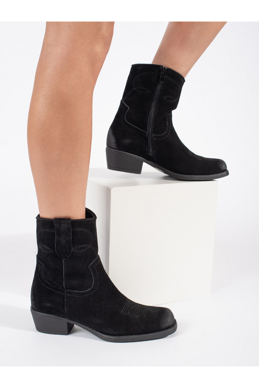 Kožené černé boty kovbojky Sergio Leone