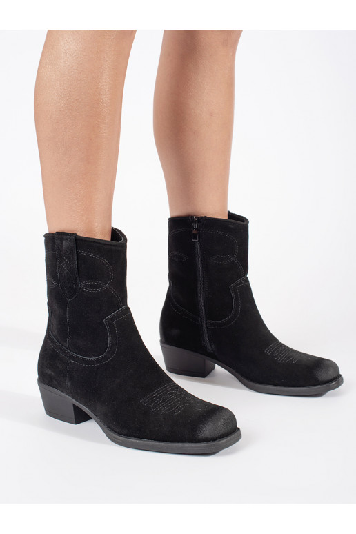 Kožené černé boty kovbojky Sergio Leone