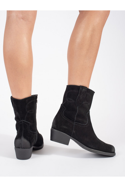 Kožené černé boty kovbojky Sergio Leone