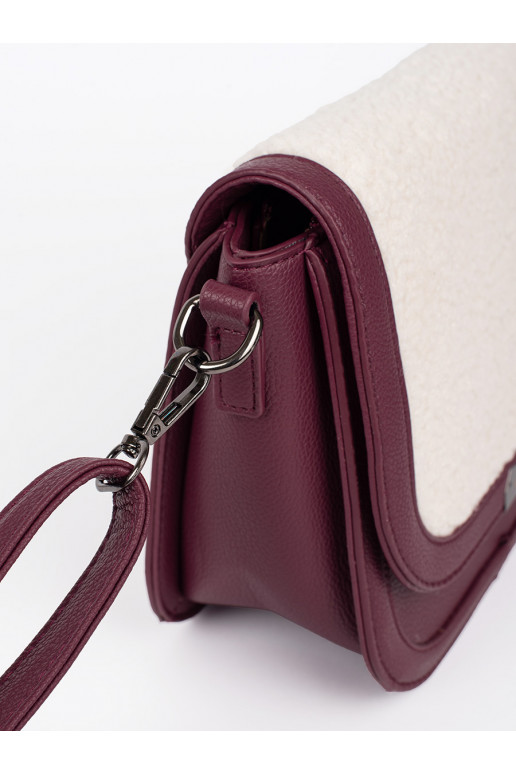 Bordová kabelka listonoška s kožešinou typu beránek