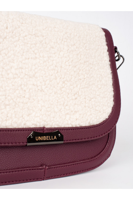 Bordová kabelka listonoška s kožešinou typu beránek