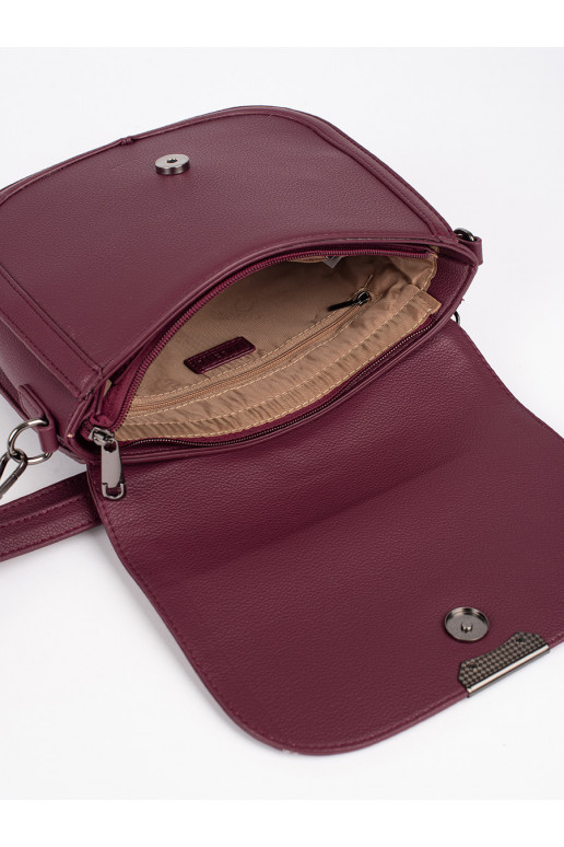 Bordová kabelka listonoška s kožešinou typu beránek