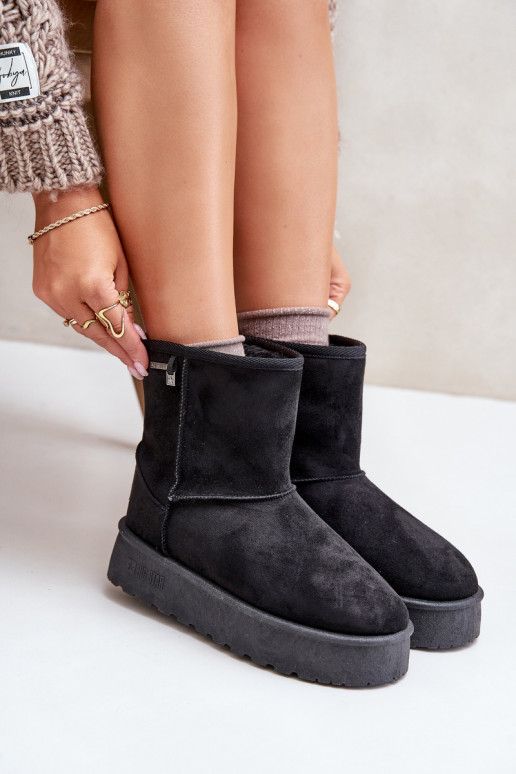 Vysoké dámské sněhule na platformě Big Star OO274898 černé Vysoké dámské sněhule na platformě Big Star OO274898 černé