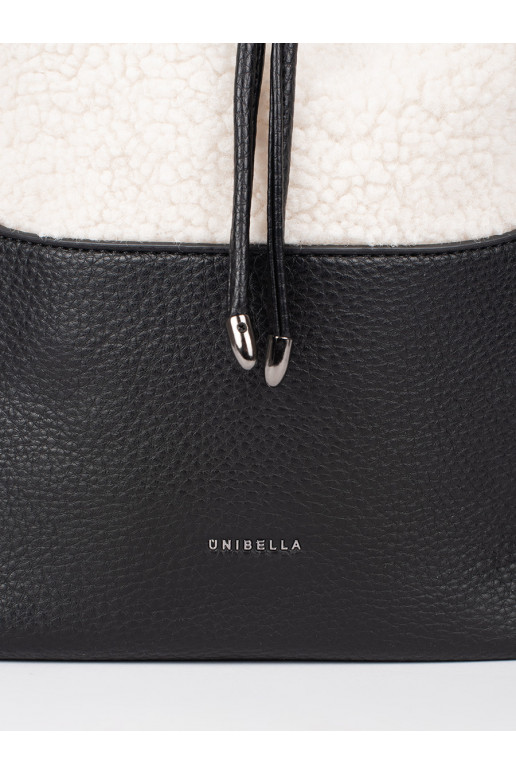 Černá dámská kabelka s kožešinovou částí beránkového typu