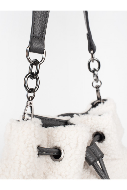 Šedá dámská kabelka s kožešinovou částí beránkového typu