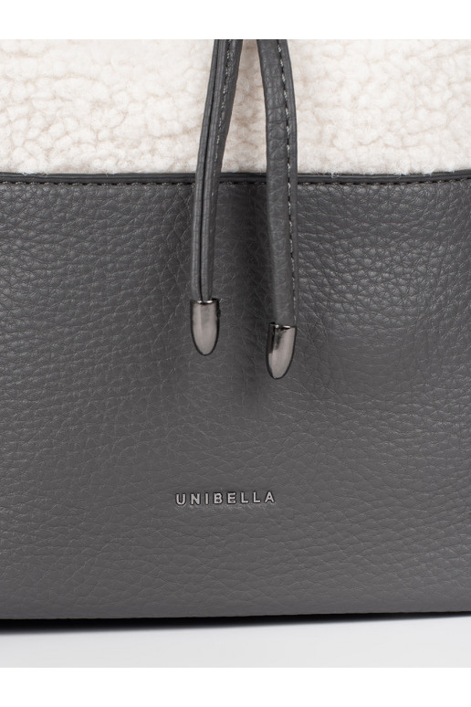 Šedá dámská kabelka s kožešinovou částí beránkového typu